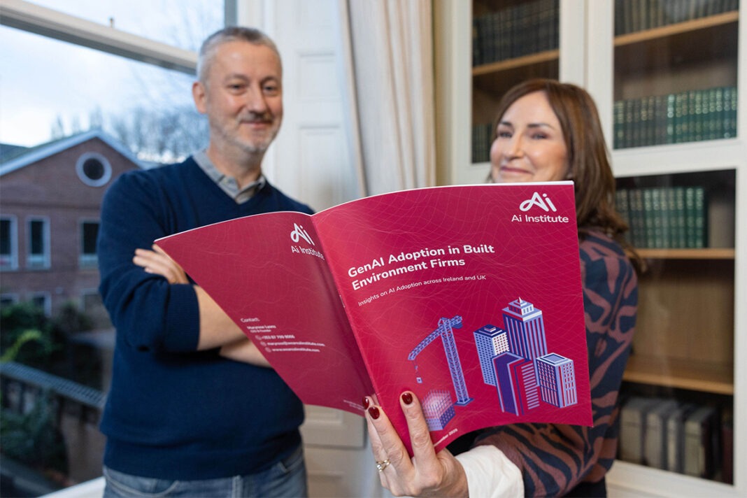 AI Institute founder Maryrose Lyons looks over the report with colleague Stephen Redmond (AI Strategy for AI Institute)