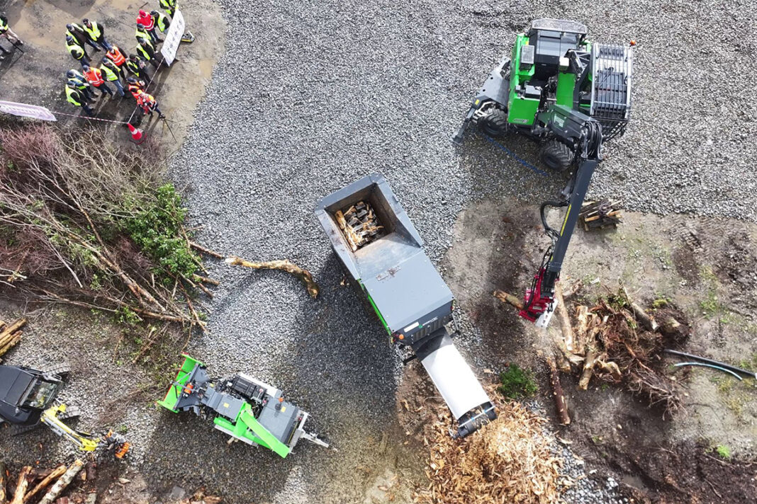 The Green‑Tec CT5 Chipper, LS2 Shredder and TH3 Tree Care Handler showcased during the CT5 Tree Care Chipper Demo Day.