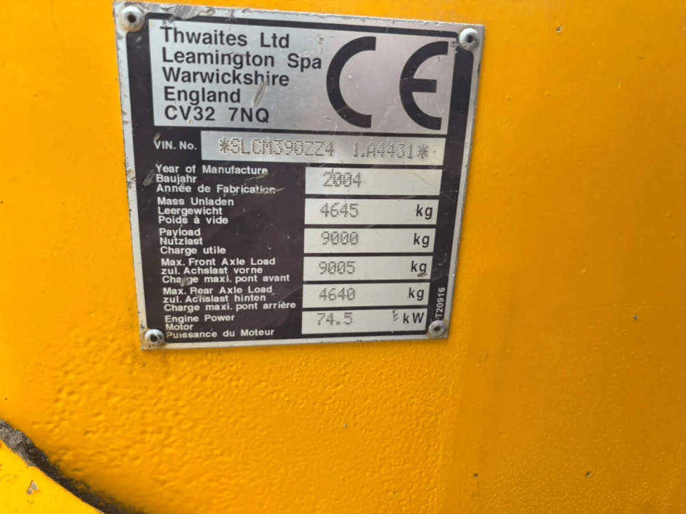 2004 Thwaites 9 Ton Dumper