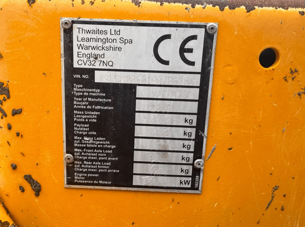 2019 Thwaites 9 ton dumper